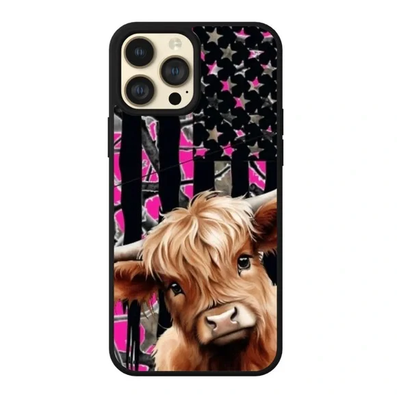 Highland Cow Pink Camo Phone Case - Picture 4 of 9